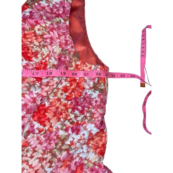 MONIQUE LHUILLIER Women's Plus Pink Floral Dress Retail $450.00 Size XXL? 18/20? - Picture 13 of 16